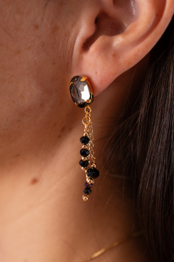 Aretes Cristal mas cadena